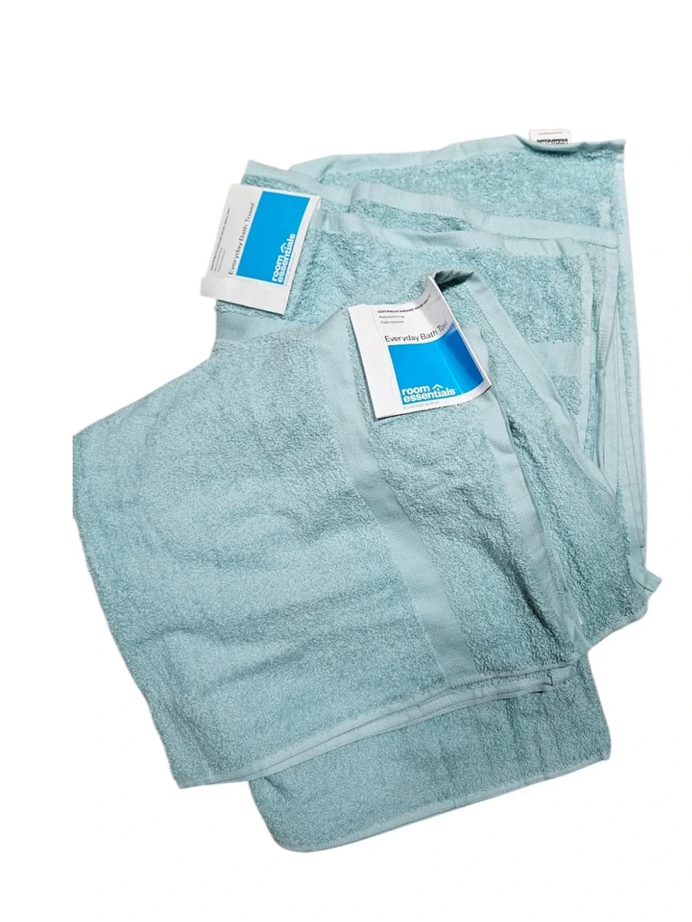 Room Essentials Everyday Bath Towel Okeo-Tex  27x52 Aqua Mint Set of 2 NWT